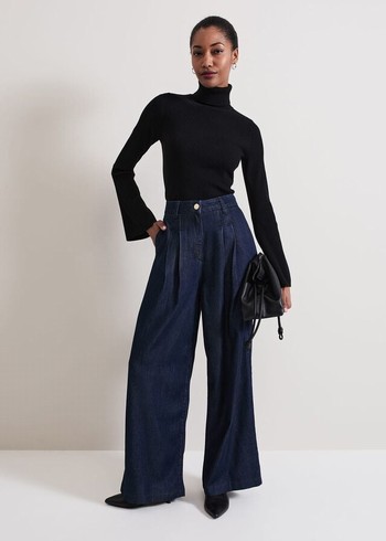 Phase Eight Cerys Denim Wide Leg Jeans Dark Wash Canada | EOLHTW-854